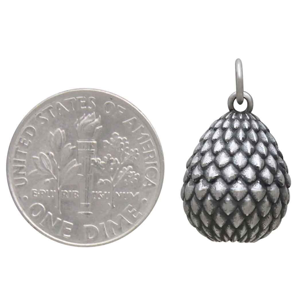 Sterling Silver 3D Scaled Dragon Egg Charm