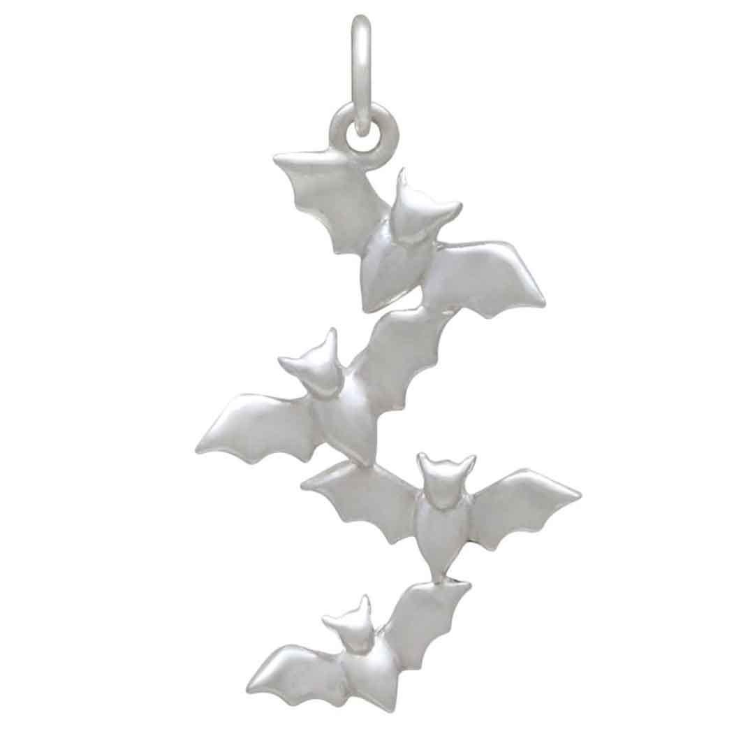 Sterling Silver Bat Cluster Charm 29x15mm