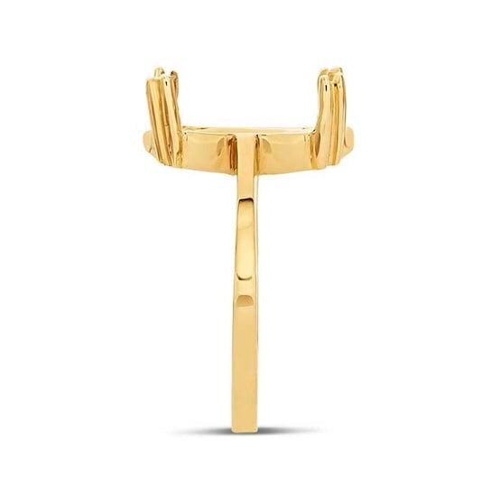 14K Yellow Gold Double-Prong Oval Ring Mounting (14 x 10mm)