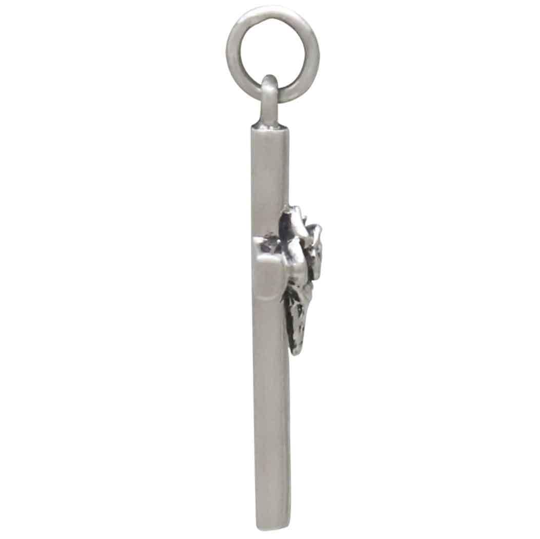 Sterling Silver Cross with Rose Charm 28x12mm