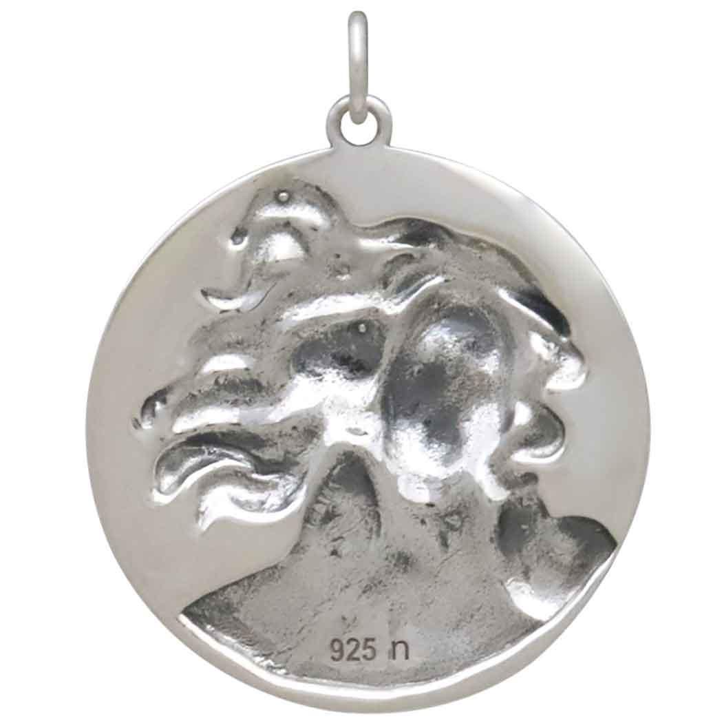 Sterling Silver Birth of Venus Portrait Pendant 30x25mm
