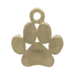Solid 14K Gold Paw Print Charm 14x10mm no jumpring