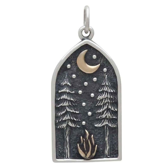 Mixed Metal Bonfire and Forest Pendant 29x13mm