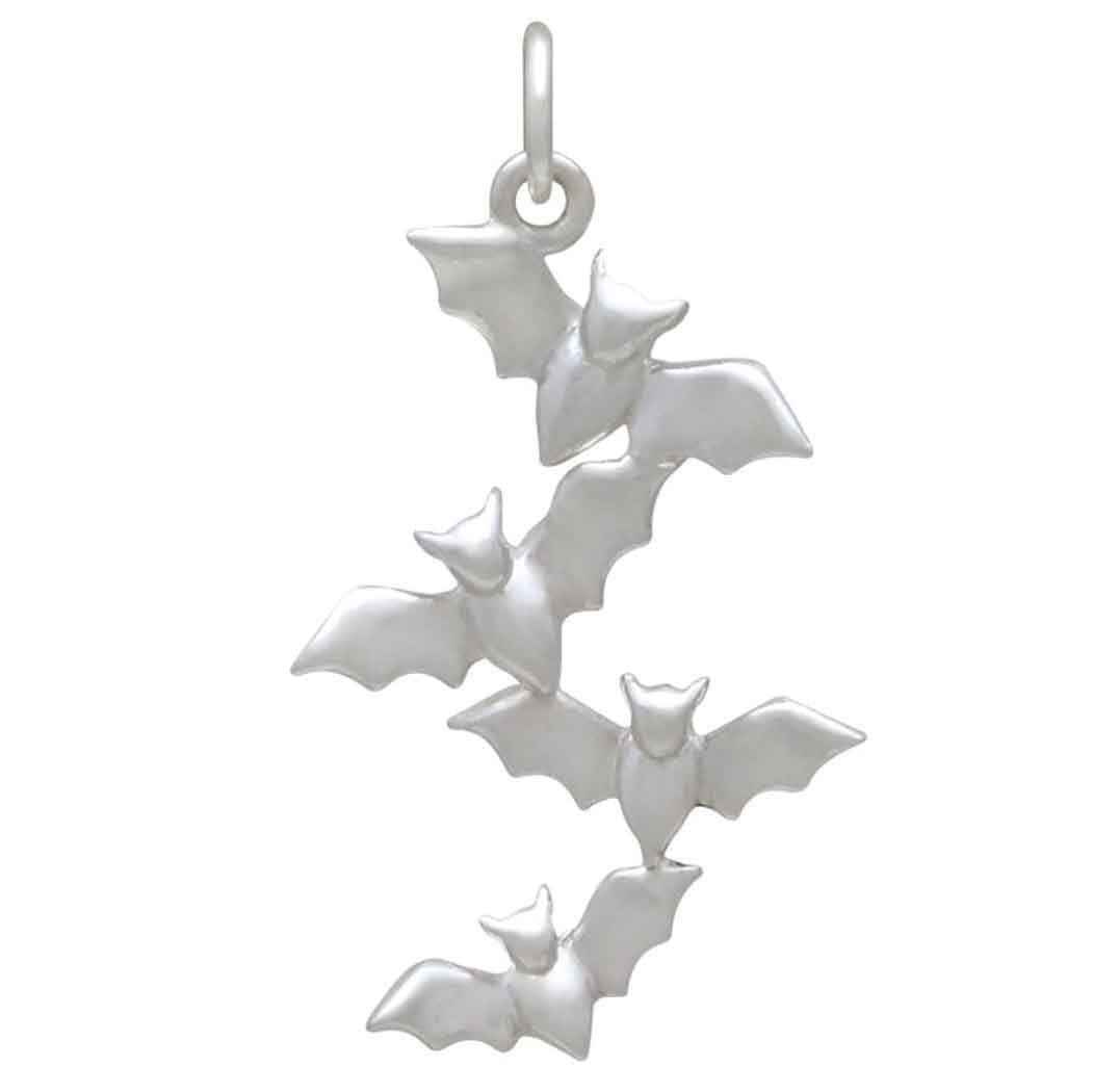 Sterling Silver Bat Cluster Charm 29x15mm