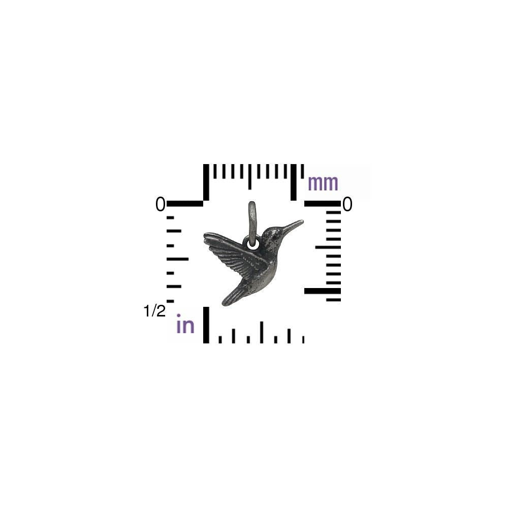 Sterling Silver 3D Hummingbird Charm 9x14mm