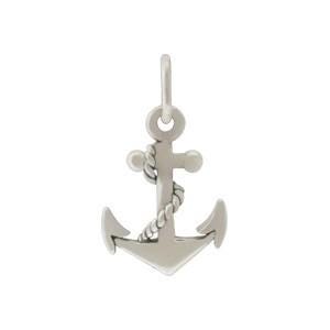 Sterling Silver Anchor Charm - Beach Charm 16x9mm