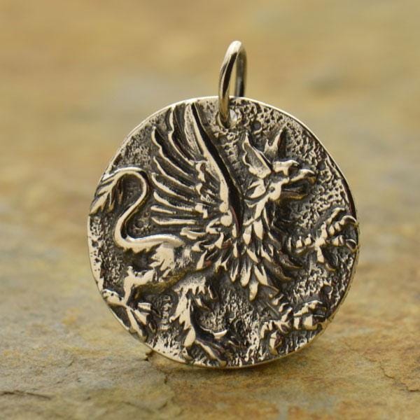 Bronze Ancient Coin Charm - Griffin 22x18mm