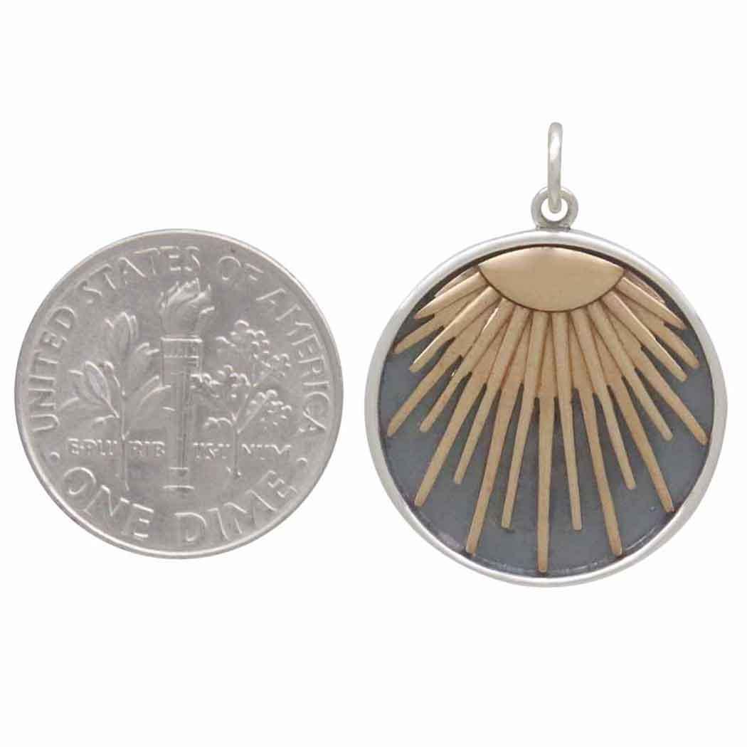 Mixed Metal Sunray Pendant 25x20mm