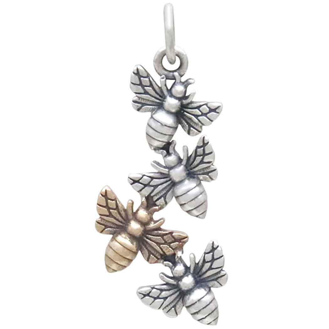 Mixed Metal Bee Cluster Charm 27x11mm