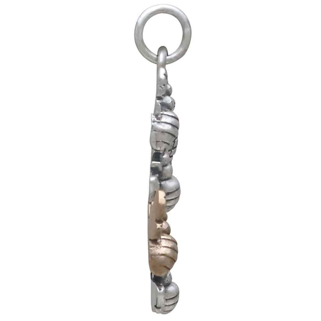 Mixed Metal Bee Cluster Charm 27x11mm