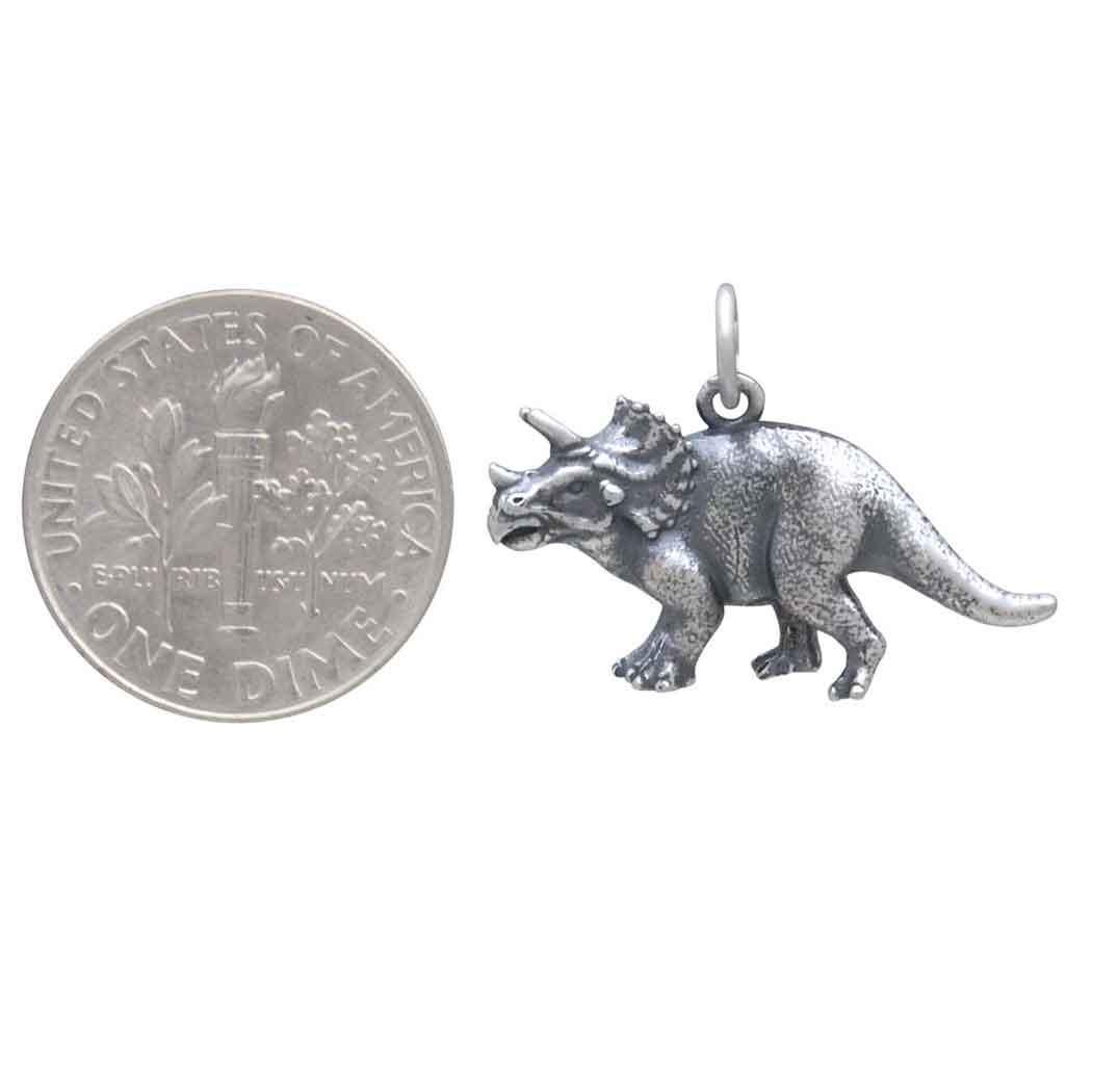Sterling Silver Triceratops Dinosaur Charm 17x24mm
