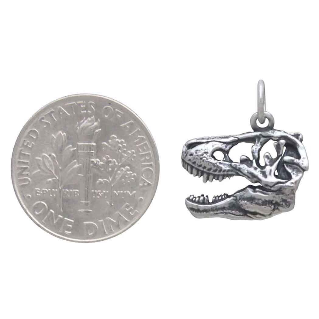 Sterling Silver T-Rex Skull Charm 18x8mm
