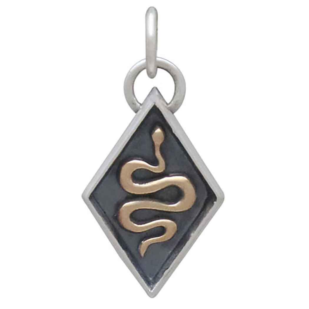 Mixed Metal Snake Shadow Box Charm 21x10mm