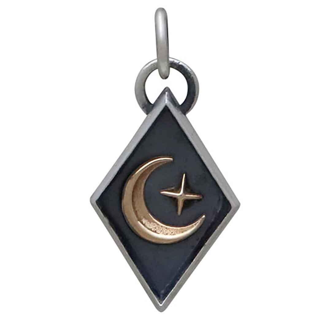 Mixed Metal Star and Moon Shadow Box Charm 21x10mm