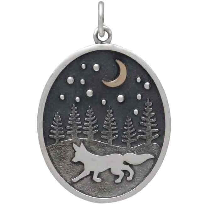 Mixed Metal Running Fox in Meadow Charm 28x19mm