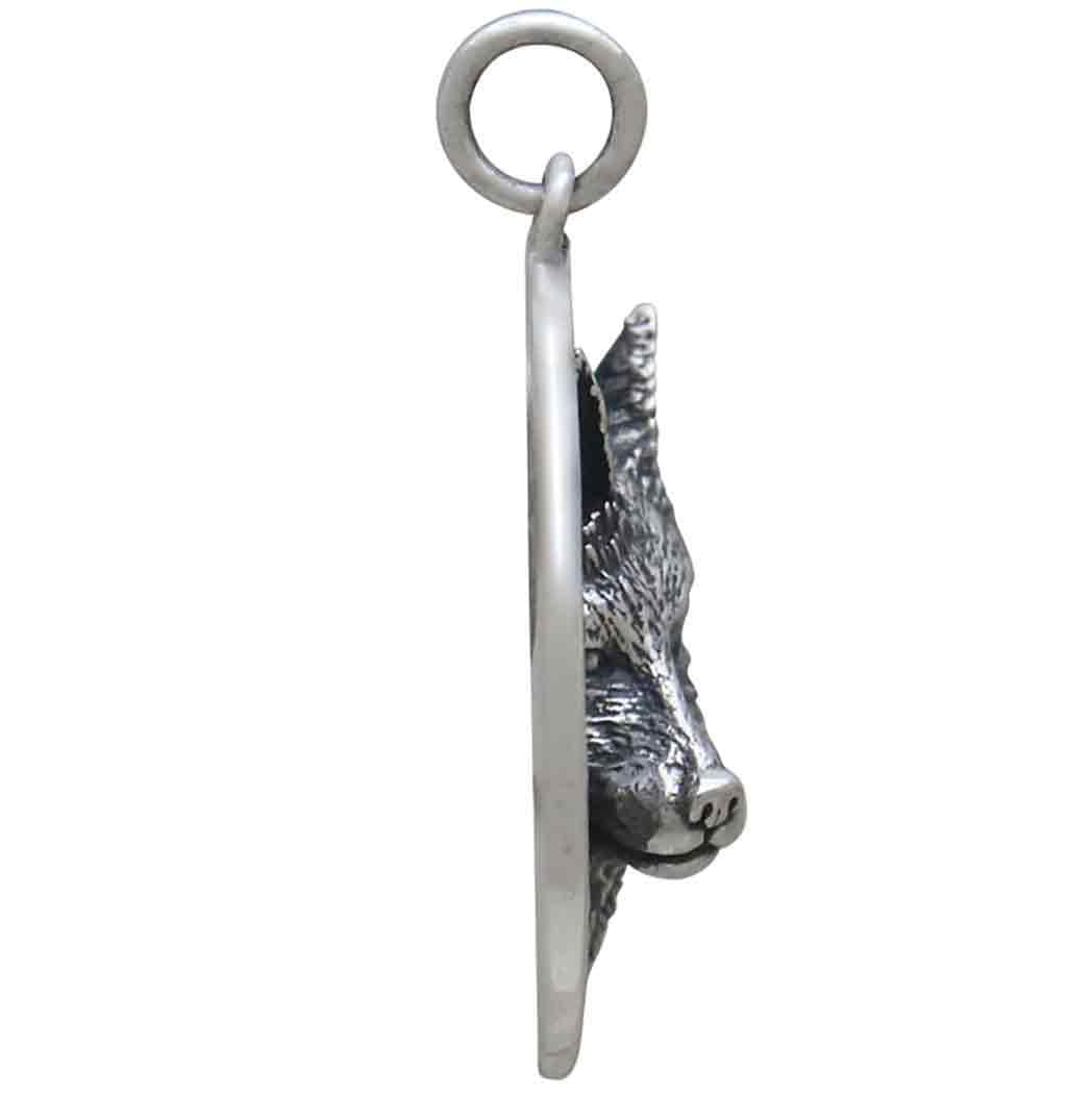 Sterling Silver Fox and Fern Pendant 28x22mm