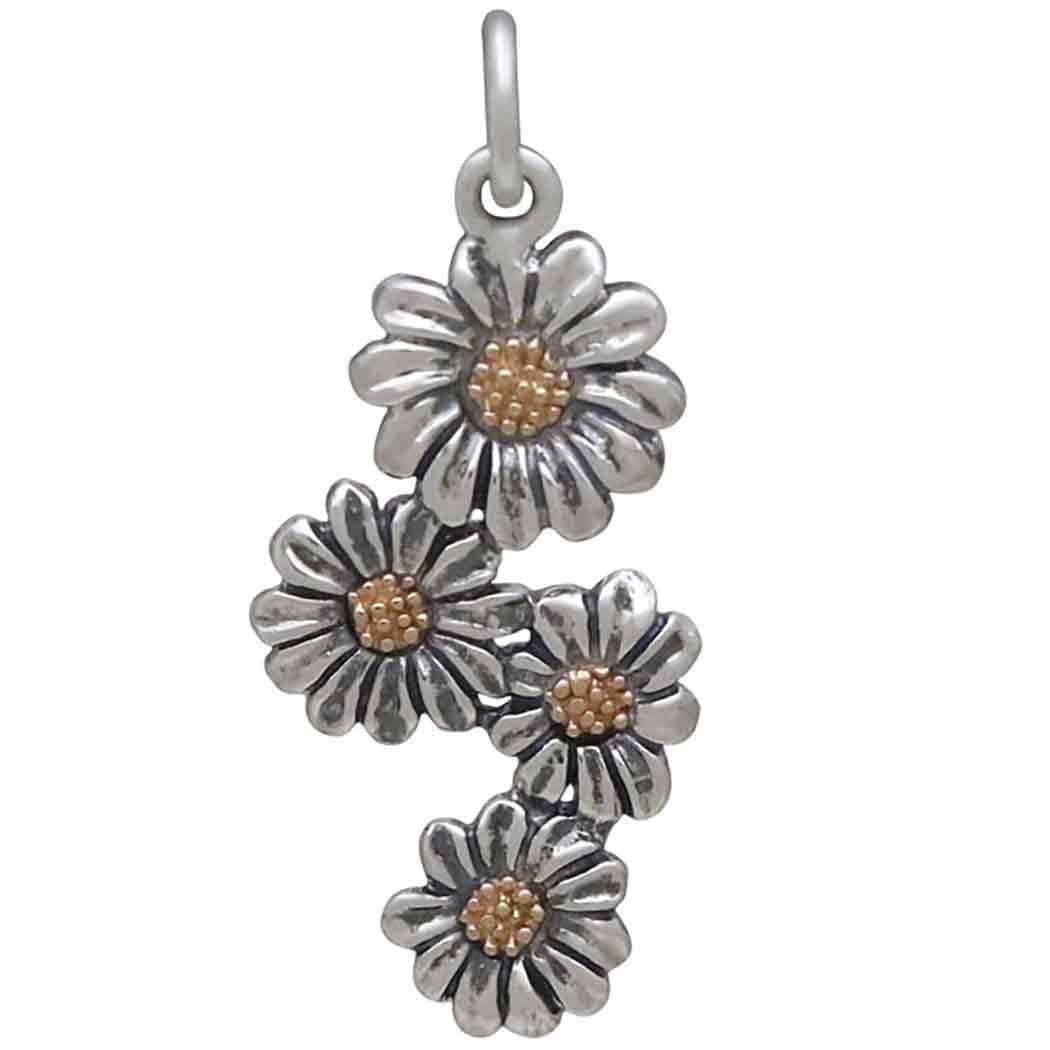 Mixed Metal Daisy Cluster Charm 27x12mm