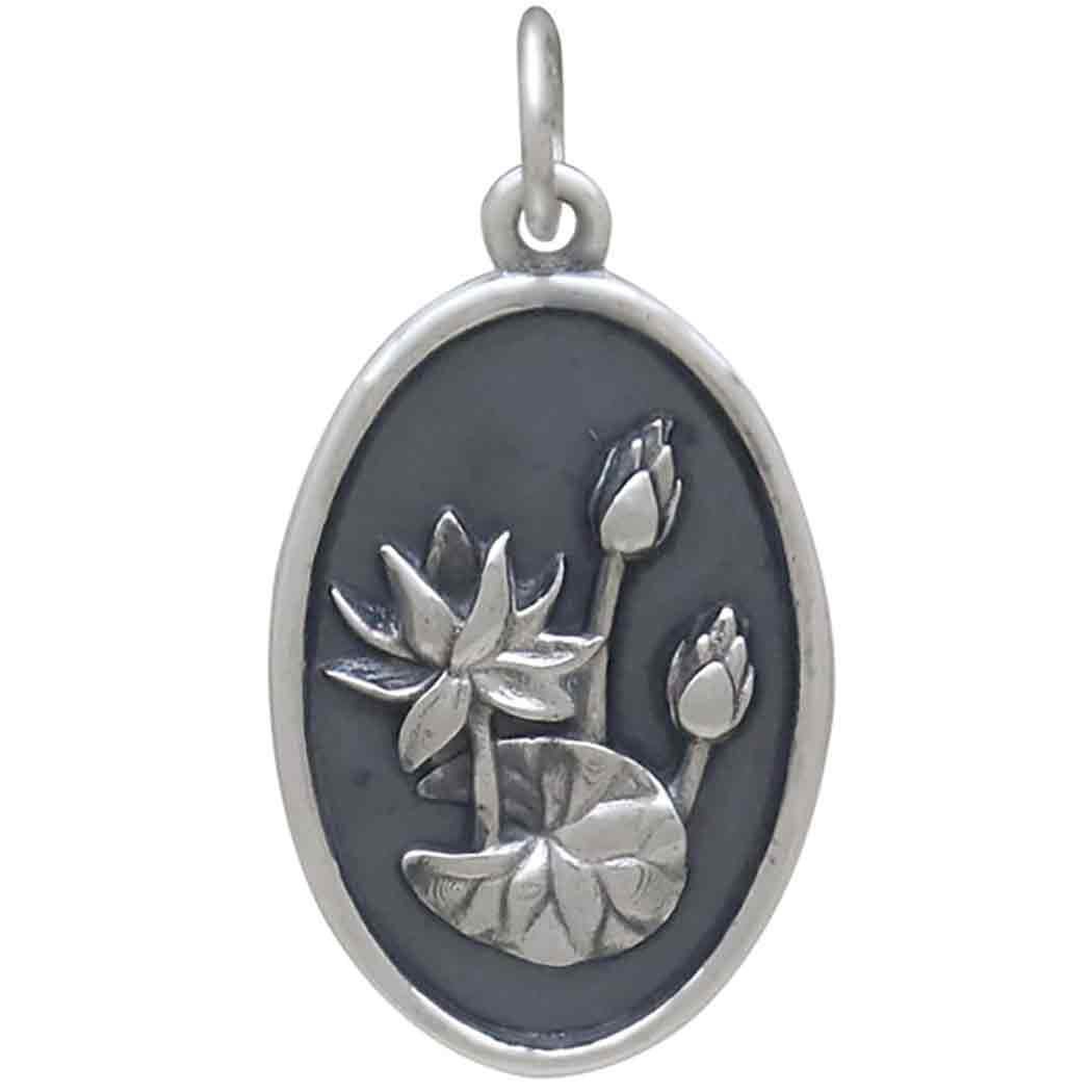 Silver Waterlily Charm - July Birthflower 25x13mm
