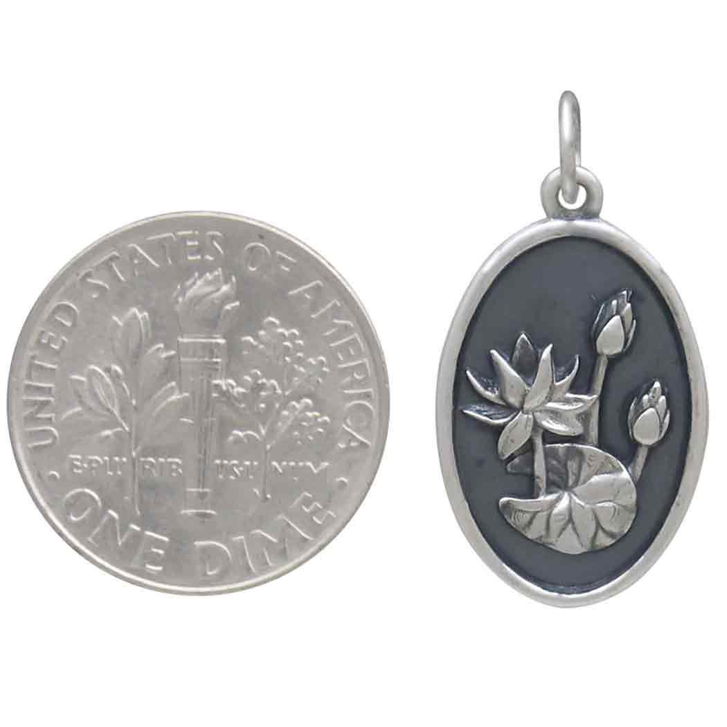 Silver Waterlily Charm - July Birthflower 25x13mm