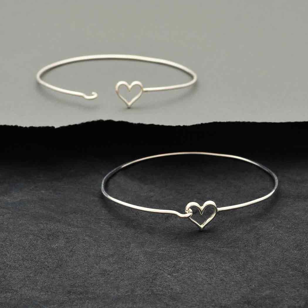 Sterling Silver Heart Hook and Eye Bracelet