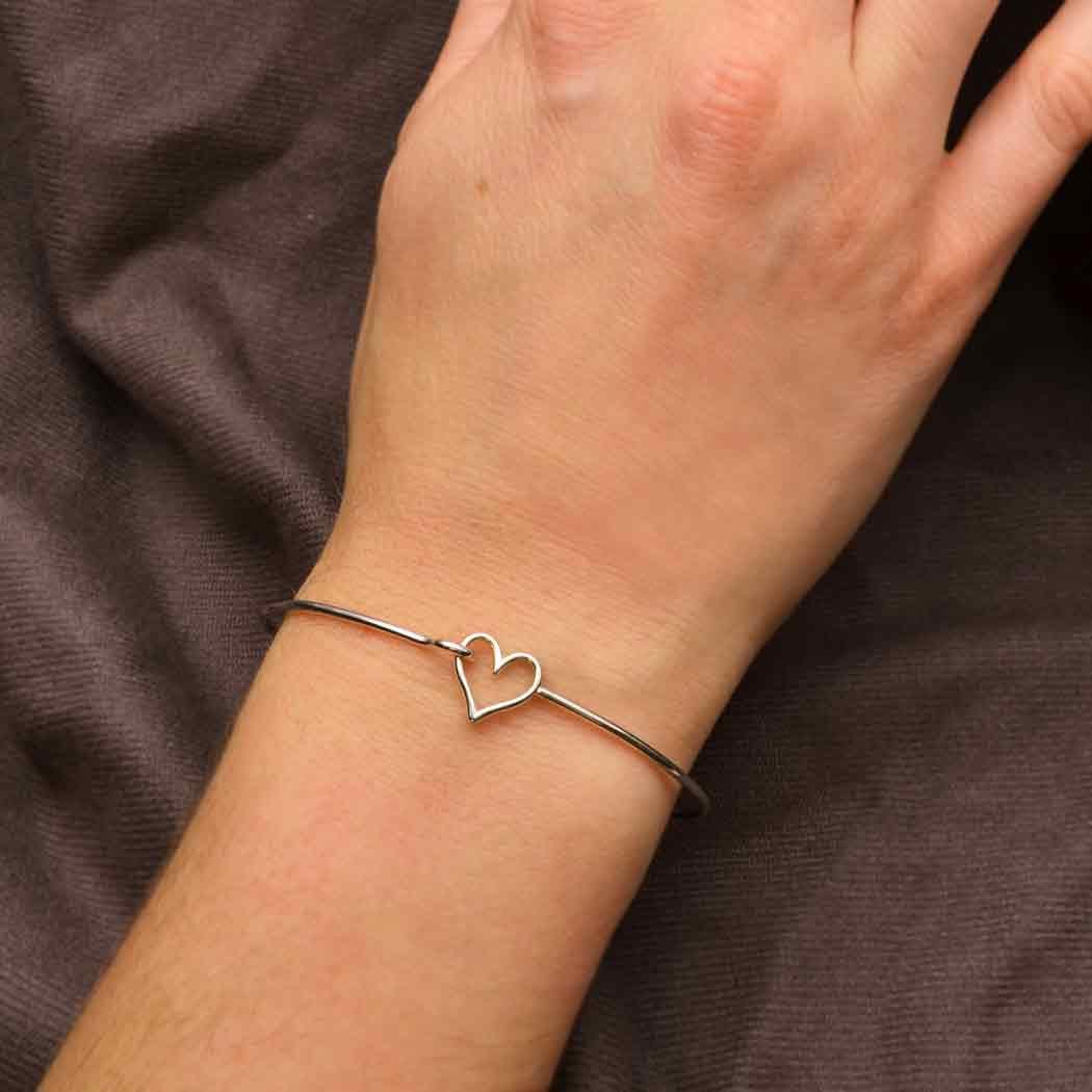 Sterling Silver Heart Hook and Eye Bracelet