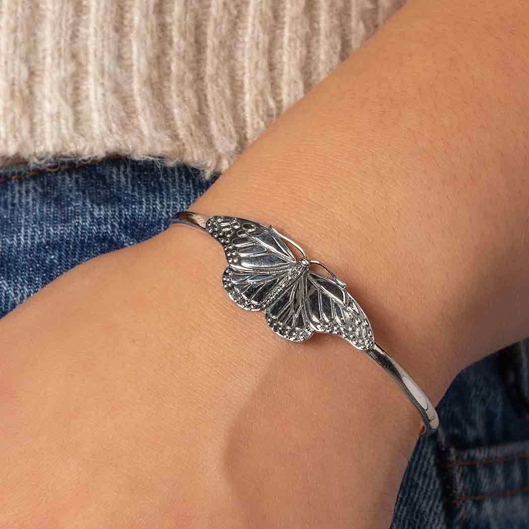Sterling Silver Monarch Butterfly Cuff Bracelet