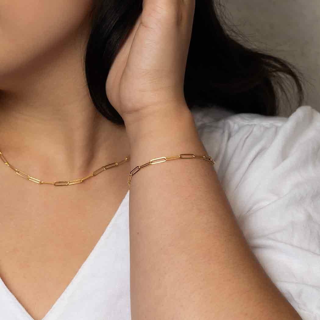14K Gold Filled Paperclip Chain Bracelet 7.5 Inch