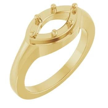 Sterling Silver 11 mm Round Ring Mounting, customizable setting size and material
