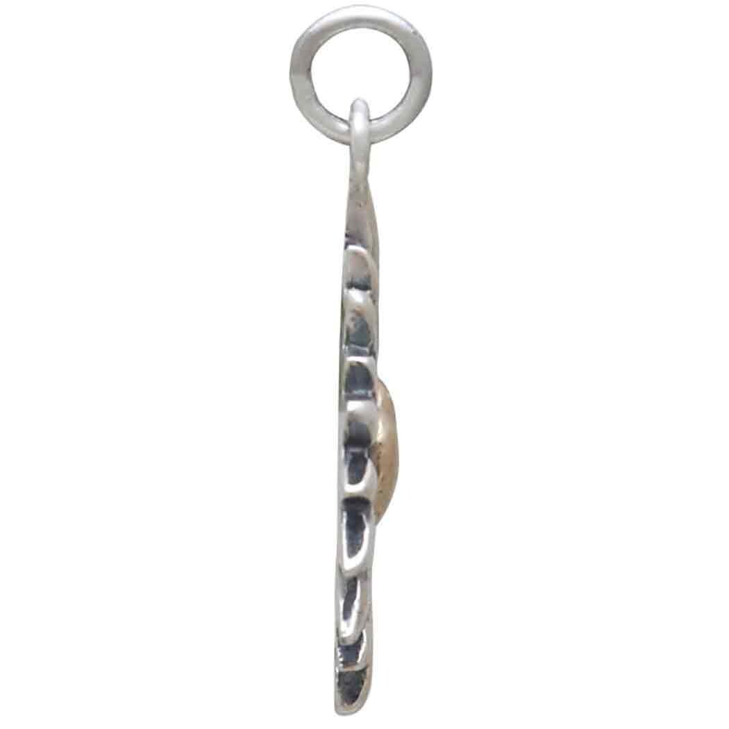 Large Mixed Metal Heart Pendant with Sunrays 27x21mm