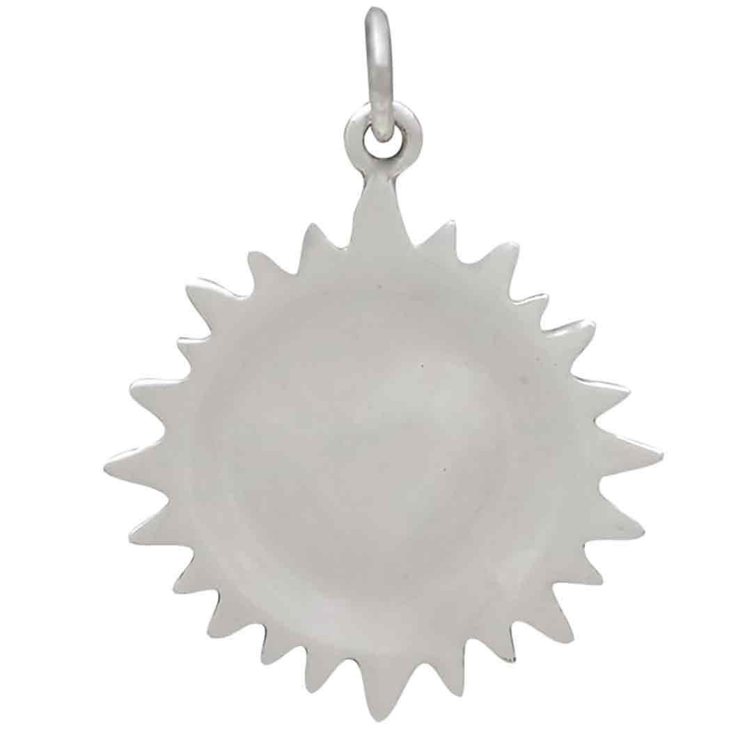 Large Mixed Metal Heart Pendant with Sunrays 27x21mm