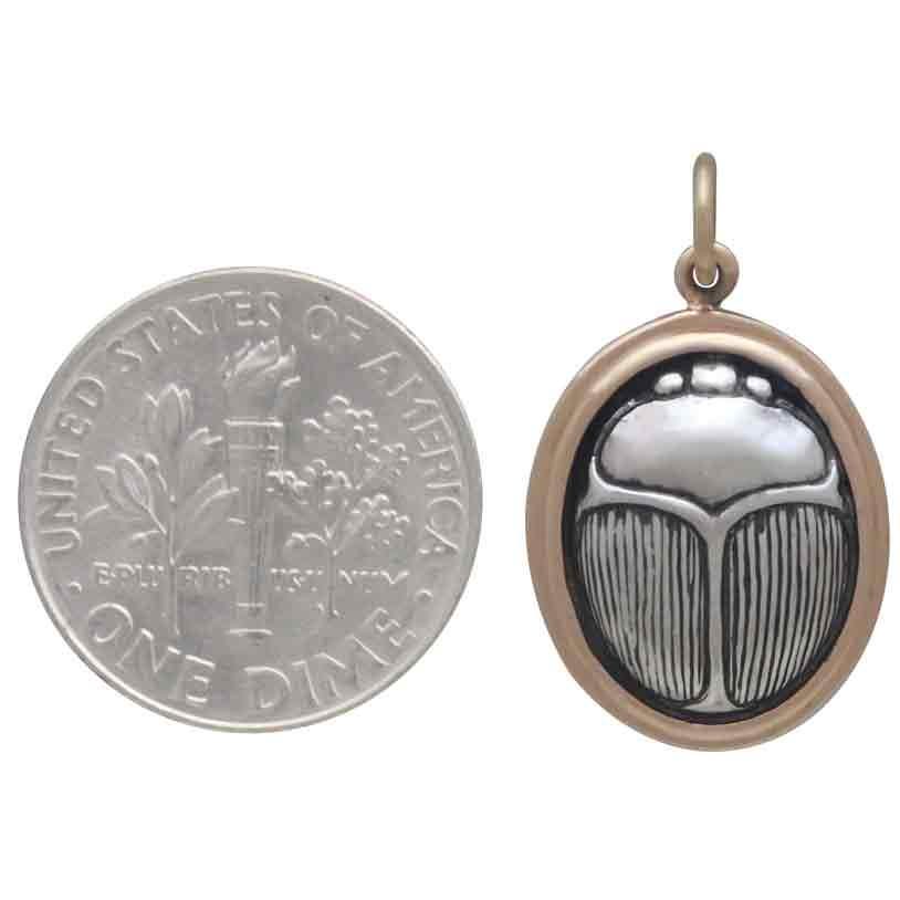 Sterling Silver Scarab Pendant Set in Bronze