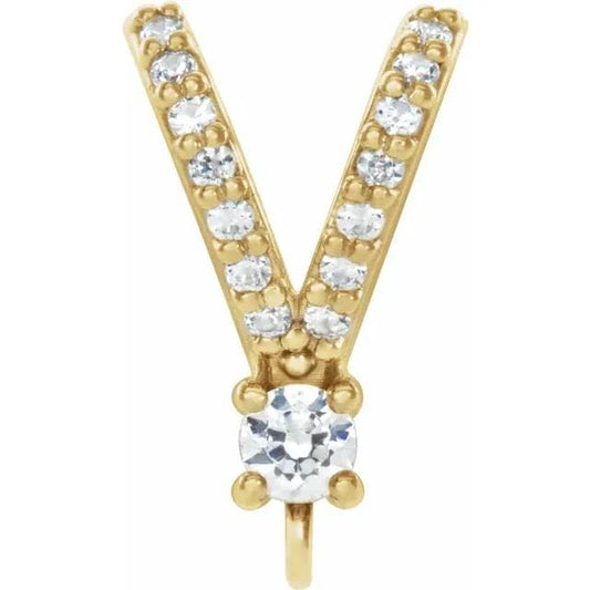 14K Gold Natural Diamond Rabbit Ear Bail in White or Yellow Gold, choose your Bail size