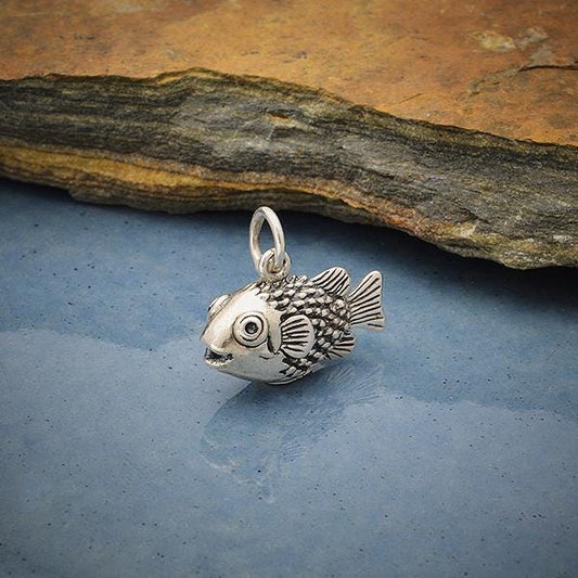 Sterling Silver Puffer Fish Charm