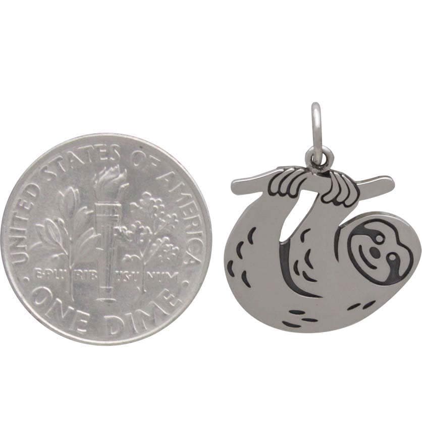 Sterling Silver Flat Sloth Charm