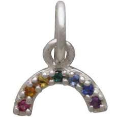 Sterling Silver Tiny Rainbow Charm with Nano Gems 10x8mm