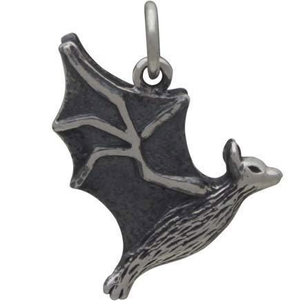 Sterling Silver Flying Bat Charm 16x13mm