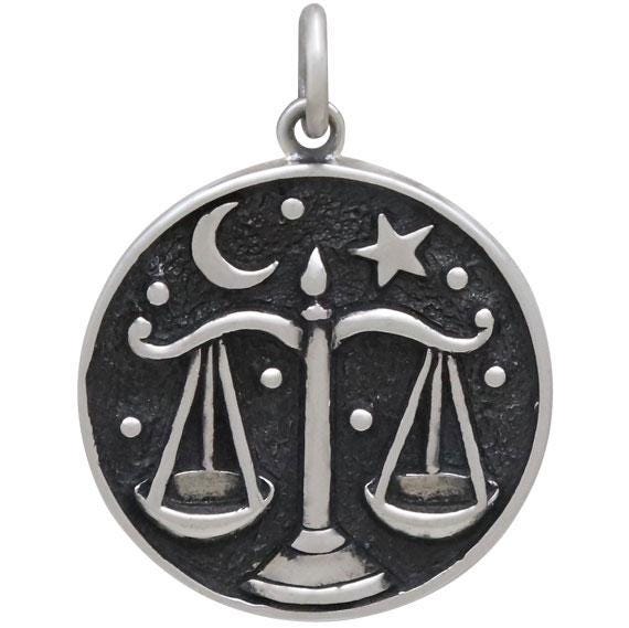 Sterling Silver Astrology Libra Pendant 24x18mm