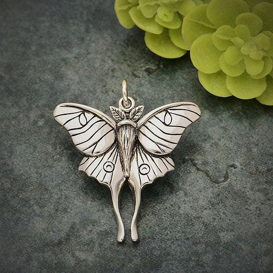 Sterling Silver Luna Moth Pendant 28x24mm