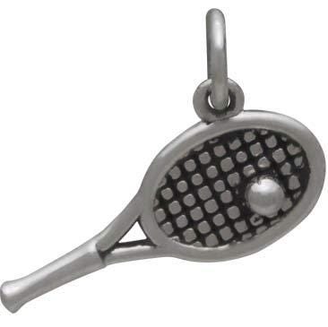 Sterling Silver Tennis Racket Charm with Tennis Ball