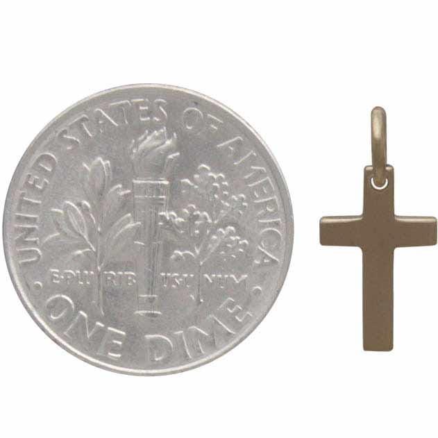 Gold Charms - Cross with 14K Shiny Gold Plate