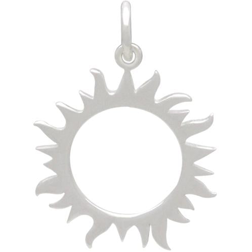Sterling Silver Eclipse Charm - Sun Charm 22x15mm