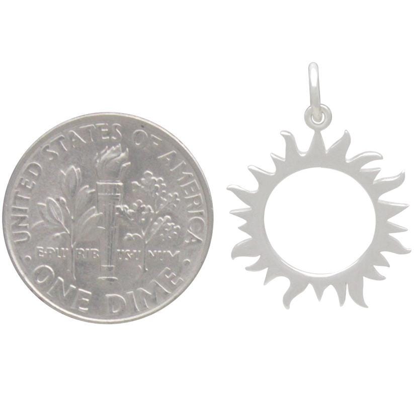 Sterling Silver Eclipse Charm - Sun Charm 22x15mm