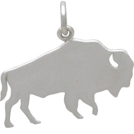 Sterling Silver Buffalo Charm - Stamping Blank 17x21mm