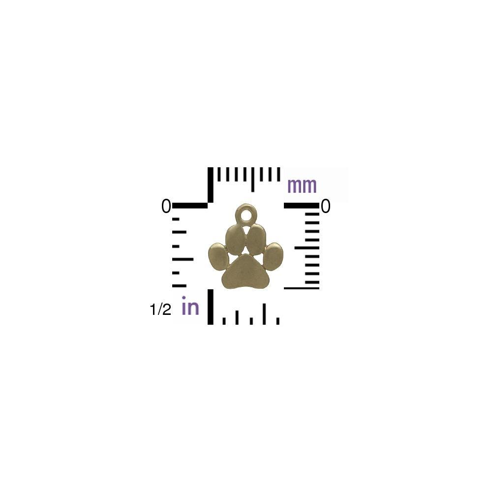 Solid 14K Gold Paw Print Charm 14x10mm no jumpring