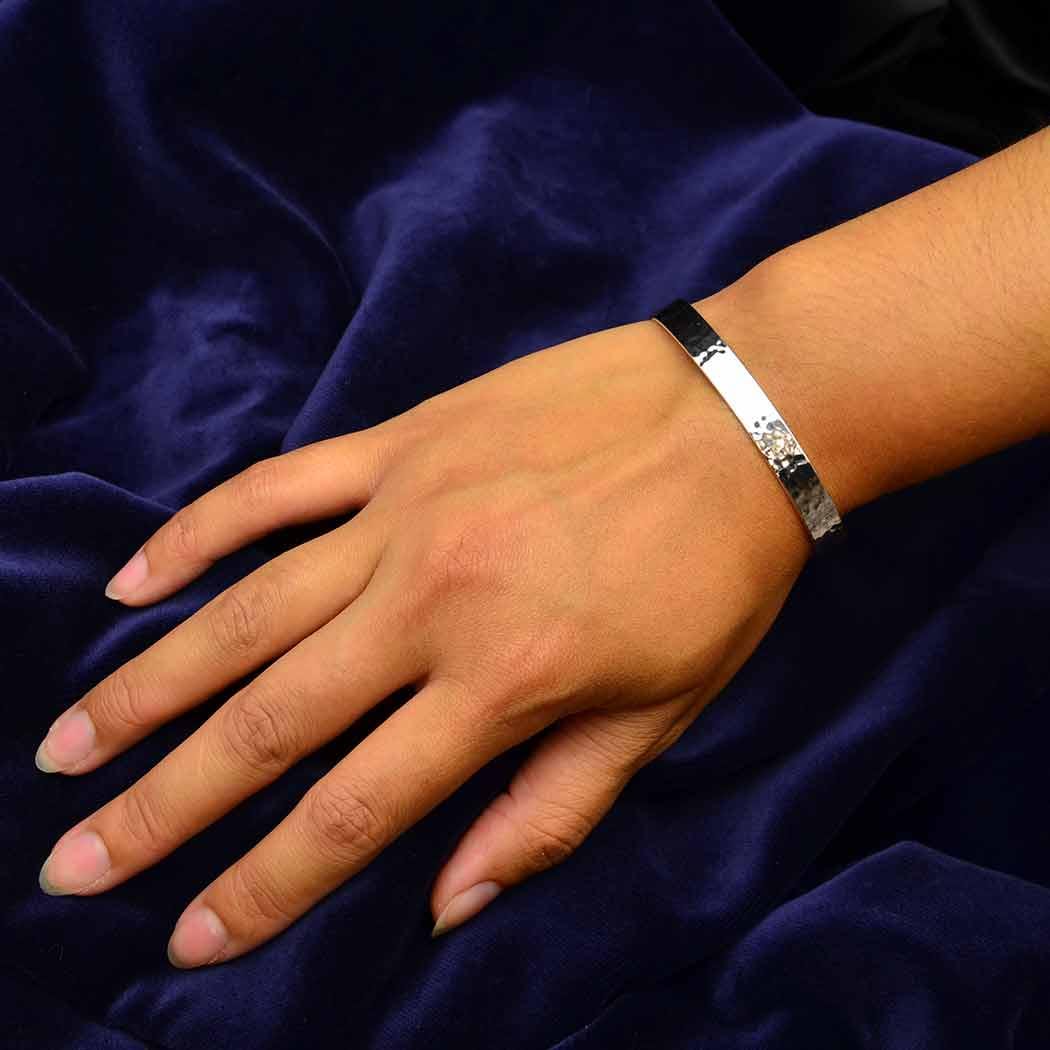 Sterling Silver Hammered Cuff Bracelet 46x63mm