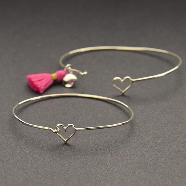 Sterling Silver Heart Hook and Eye Bracelet