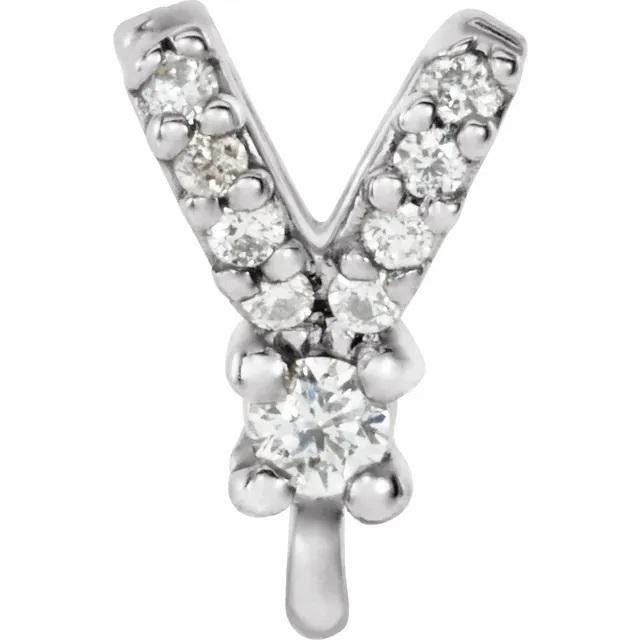 14K Gold Natural Diamond Rabbit Ear Bail in White or Yellow Gold, choose your Bail size