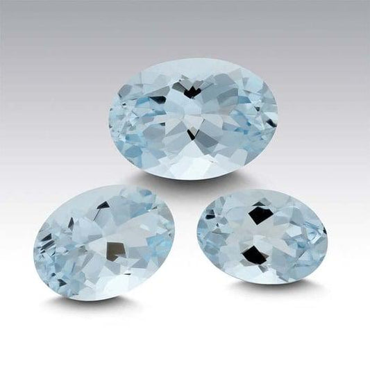 Aquamarine Oval Faceted Gemstone, AA-Grade, 5 sizes available