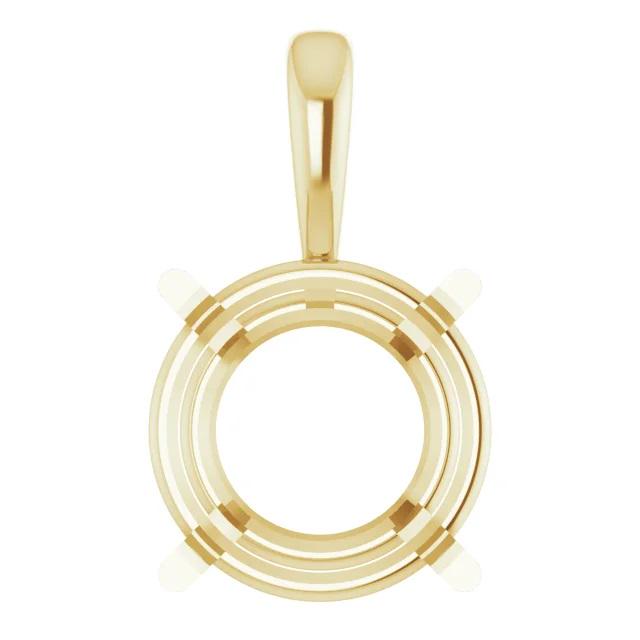 Round 4-Prong Pre-Notched Pendant Mounting, in Sterling Silver or 14k Gold, choose your setting size