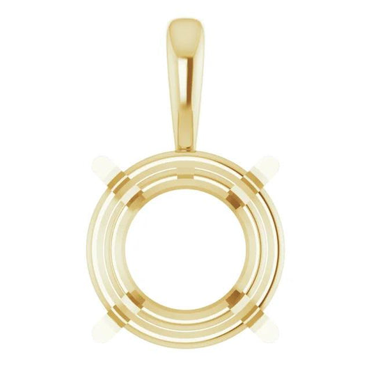 Round 4-Prong Pre-Notched Pendant Mounting, in Sterling Silver or 14k Gold, choose your setting size